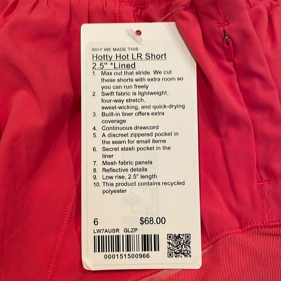 NWT Lululemon Hotty Hot Low-Rise Lined Short 2.5" Glaze Pink Size 6 - Picture 4 of 8